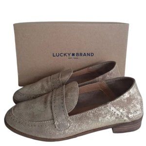 LUCKY BRAND Gold Metallic Crestan Leather Loafer